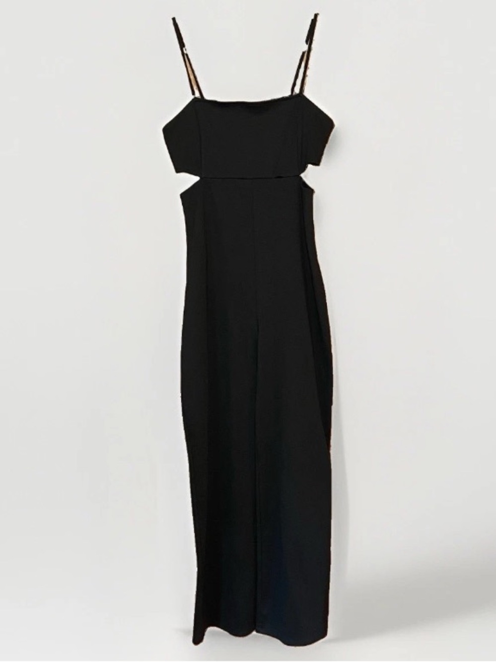 MNG Medium Jumpsuit Wide Leg Spaghetti Strap Glam Chic Cutout Zipper Black